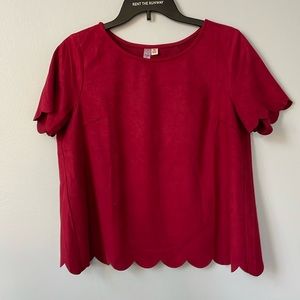 Red Scallop Detail Shirt